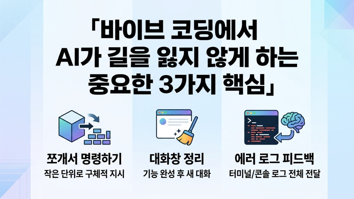 바이브 코딩에서 AI가 길을 잃지 않게 하는 중요한 3가지 핵심