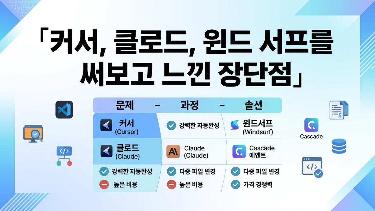 커서, 클로드, 윈드 서프를 써보고 느낀 장단점